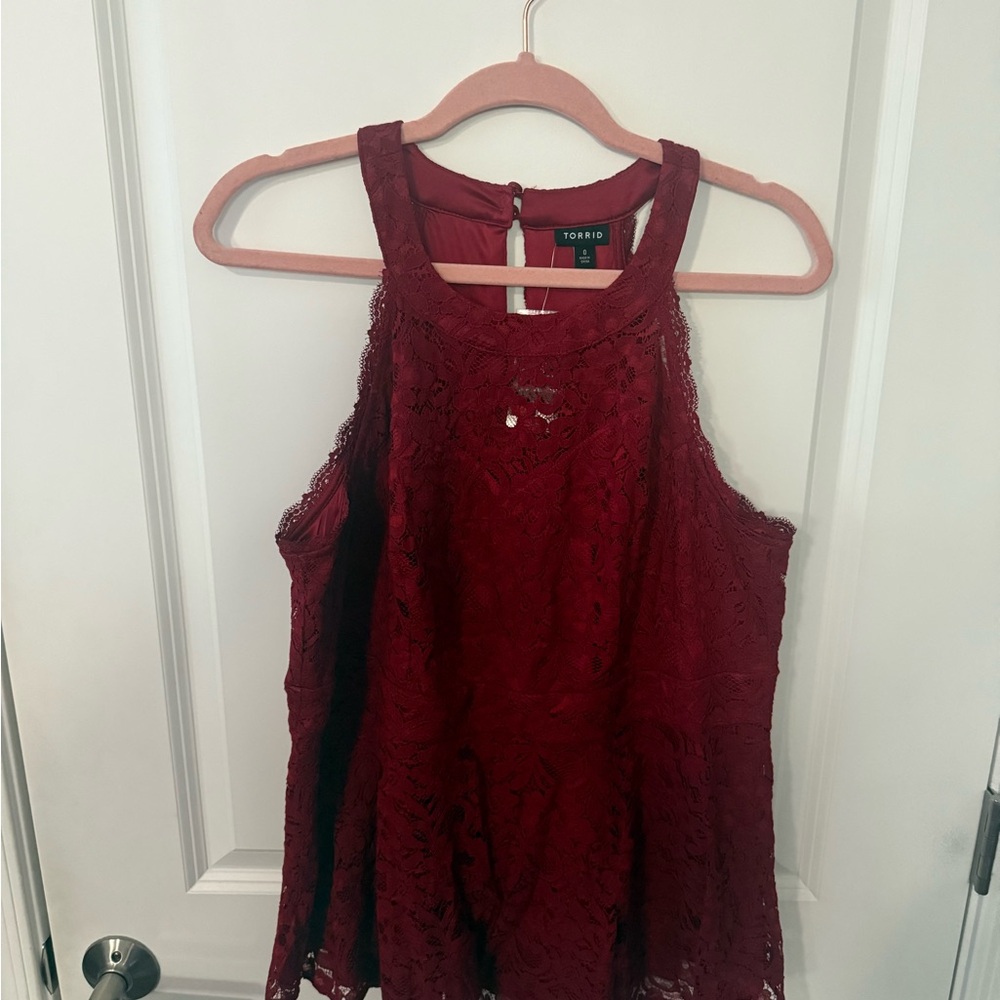 Torrid Deep Red Lace Blouse